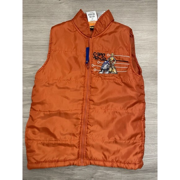 Star Wars orange vest zip up R2-D2 Boys size 6/7 winter - Picture 1 of 5